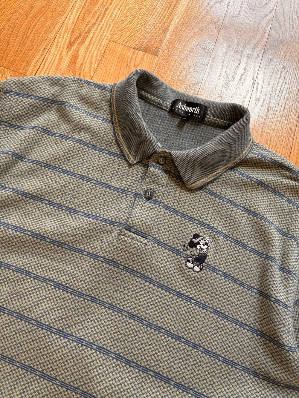 Ashworth Mickey Mouse Disney Made in USA Vintage 90s Cotton Golf Polo Shirt XL